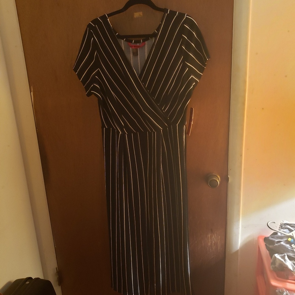 PINSTRIPED STRAIGHT LEG ROMPER